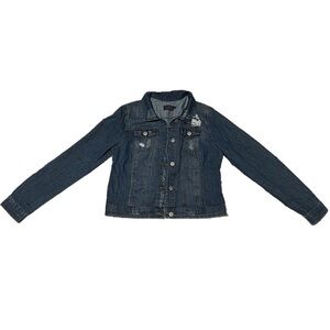 NWOT Ci Sono Junior XL Distressed Denim Jean Jacket Blue Casual Streetwear